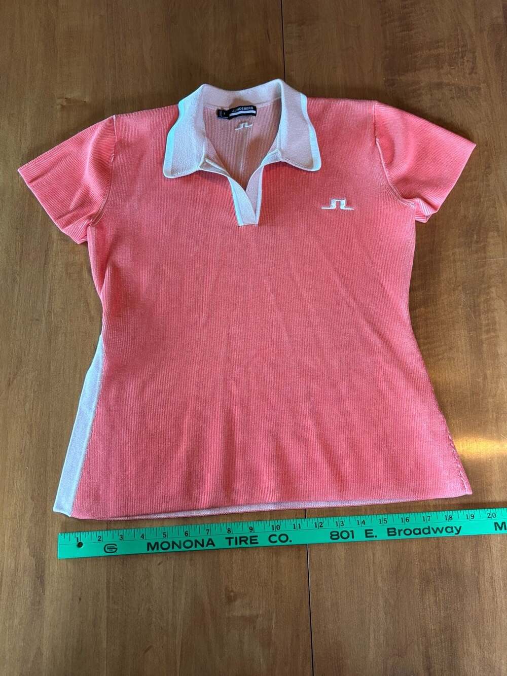 J.Lindeberg Rani Knitted Short Sleeve Polo Shirt Hot Coral Women's Size M
